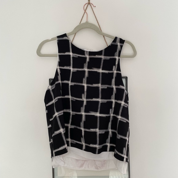 Topshop Window Pane Sleeveless Blouse - Picture 2 of 5